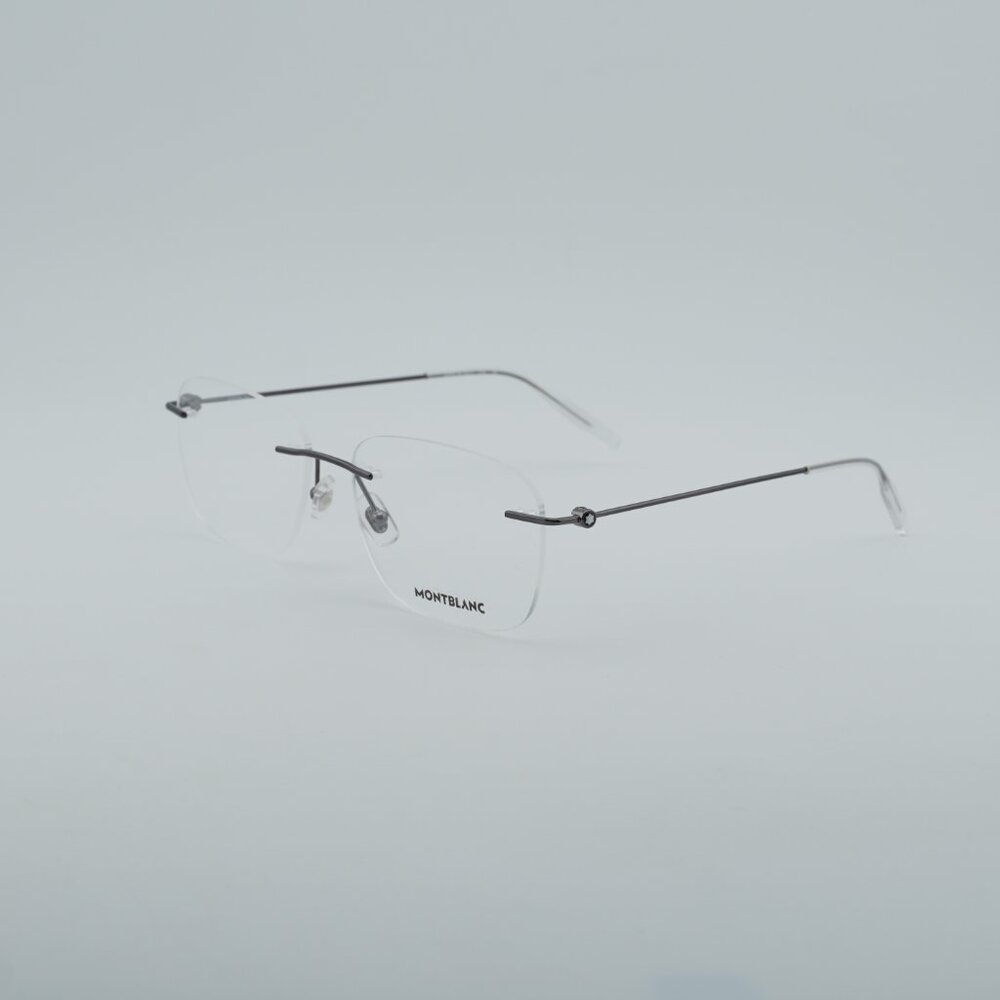 Montblanc MB0075O 001 Eyeglasses Grey/Transparent 56mm Rectangle Frame